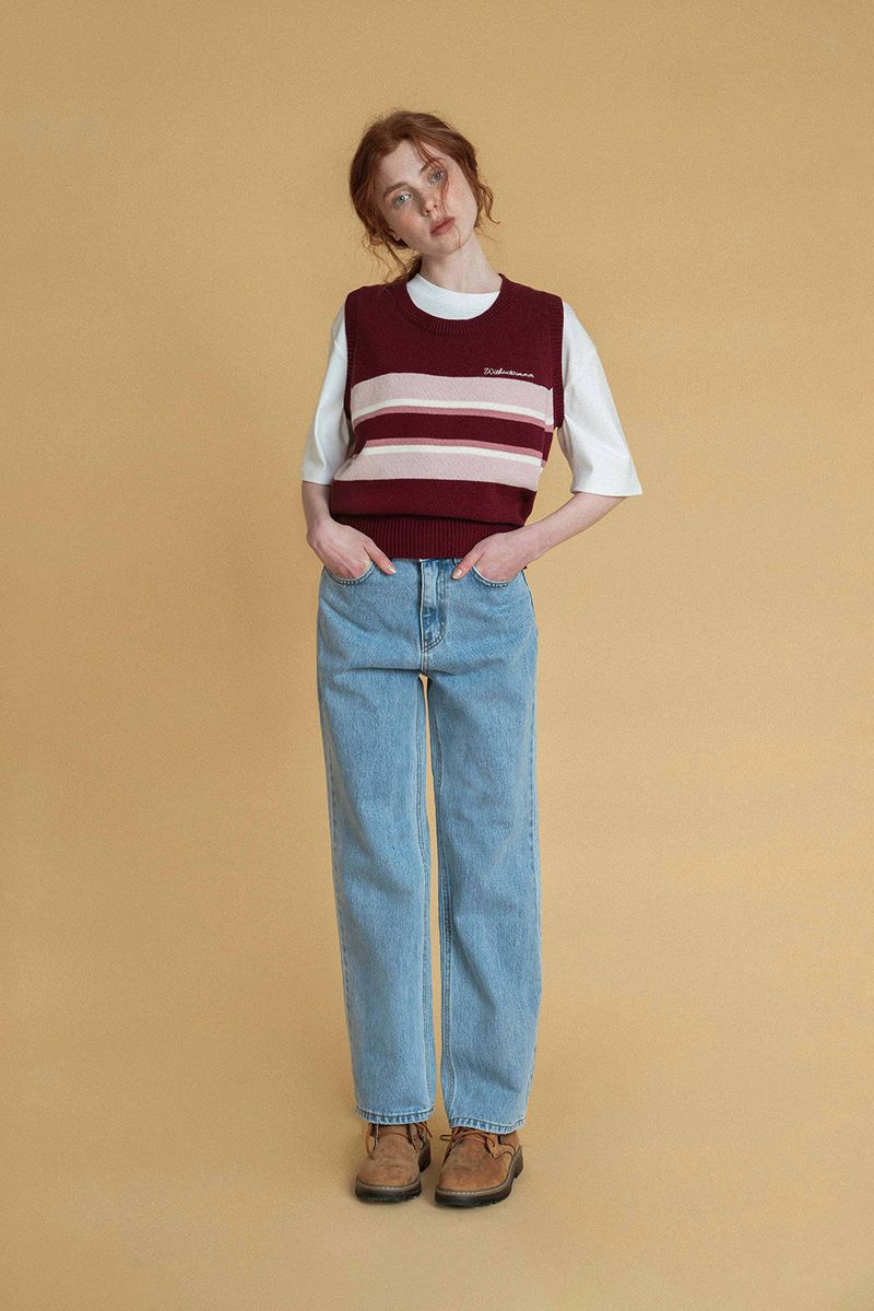 Take knit vest_wine