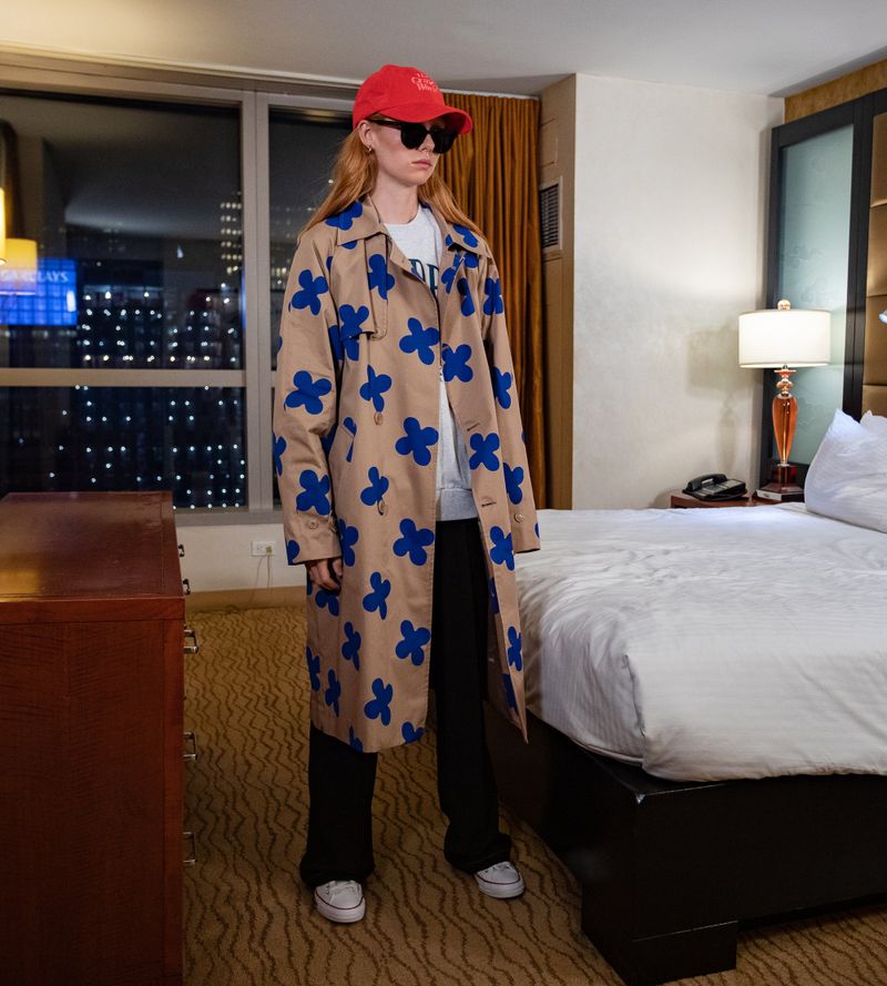 Flower pattern oversized coat