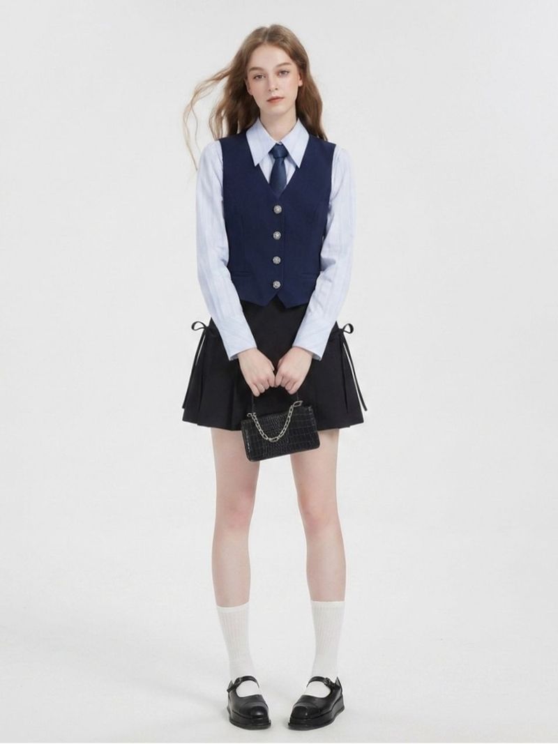 [PRE-FALL] Dana Vintage Button Tailored Vest Navy