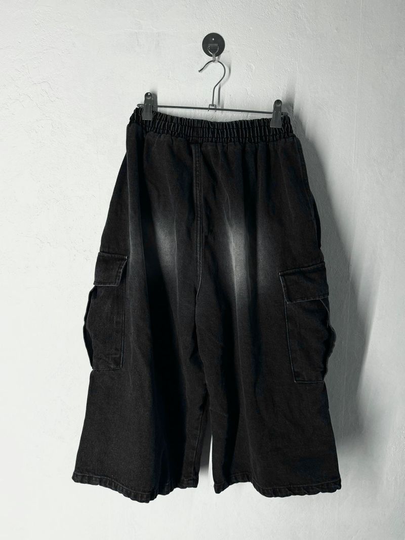 Salt washing cargo bermuda denim pants 3C