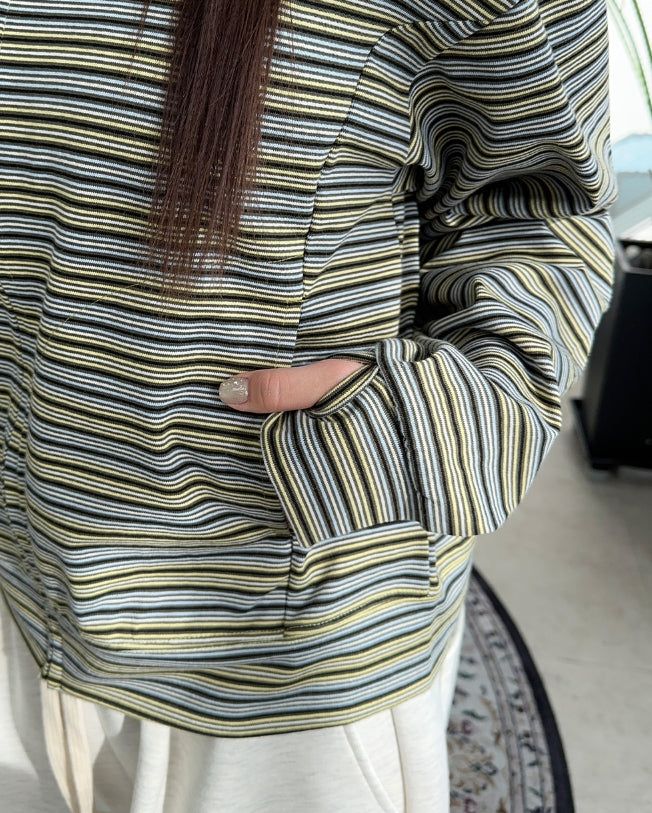Needeu Crop Stripe Zip Up