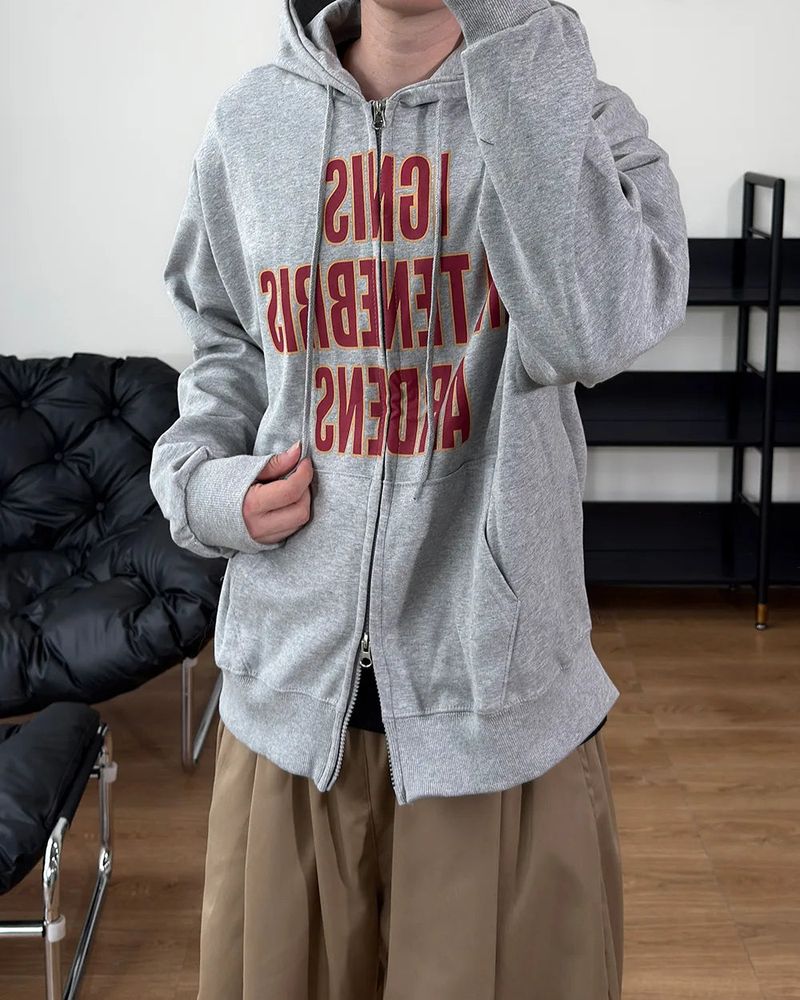 Ignel Lettering Crop Hoodie Zip-Up