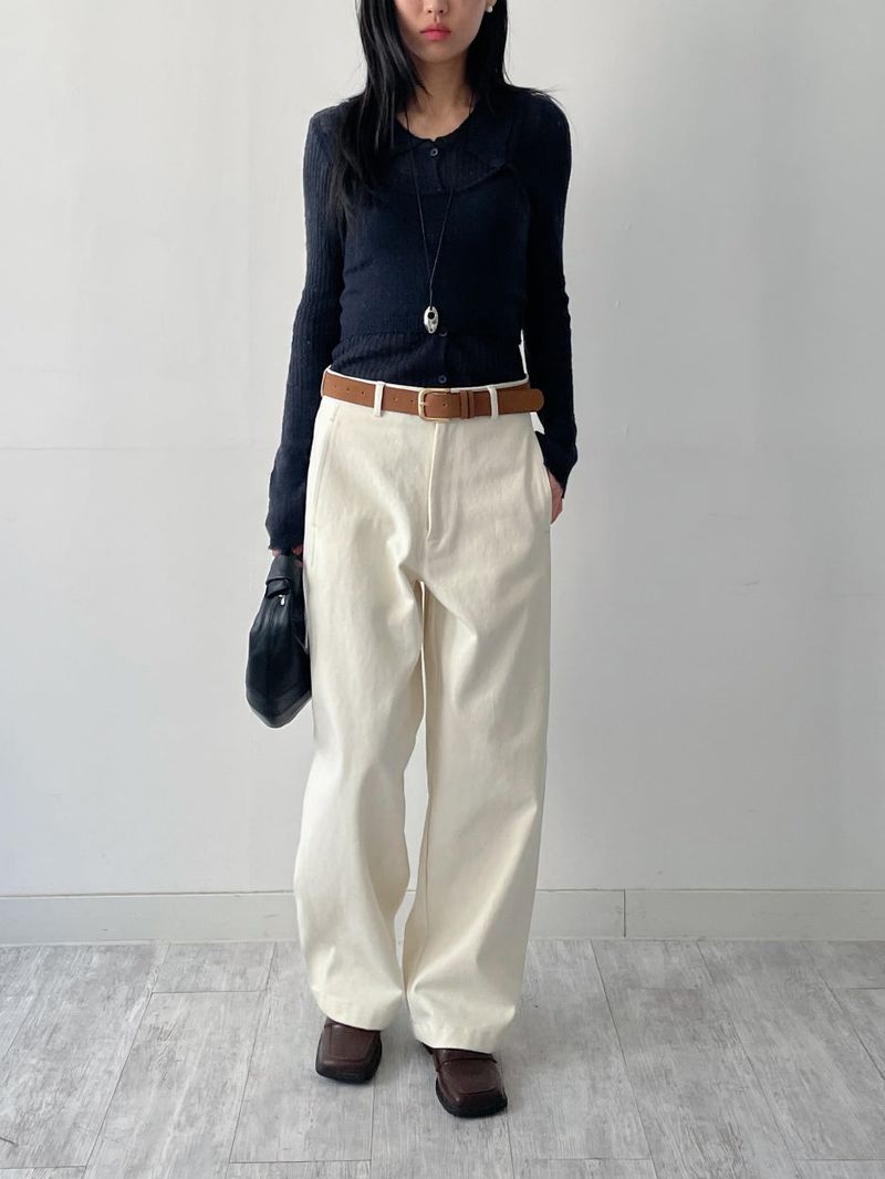 [Bustier set] Collar Wool See-through Knit