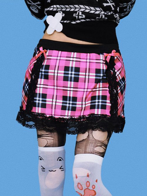 KUO(クーオ)の「pinky check ribbon skirt(Skirts)」