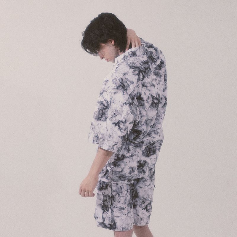 tie-dye half sleeve shirt_white