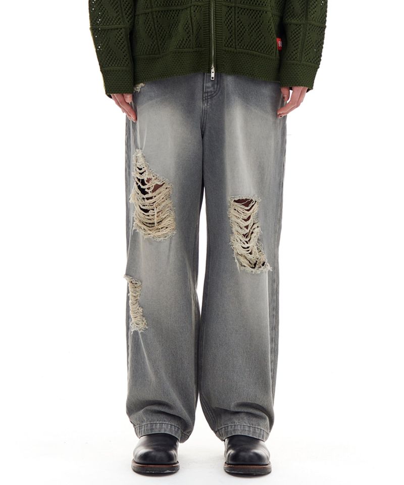 ARCHIVE BOLD（アーカイブボールド）の「DESTROYED DENIM PANTS (GRAY)（Pants）」