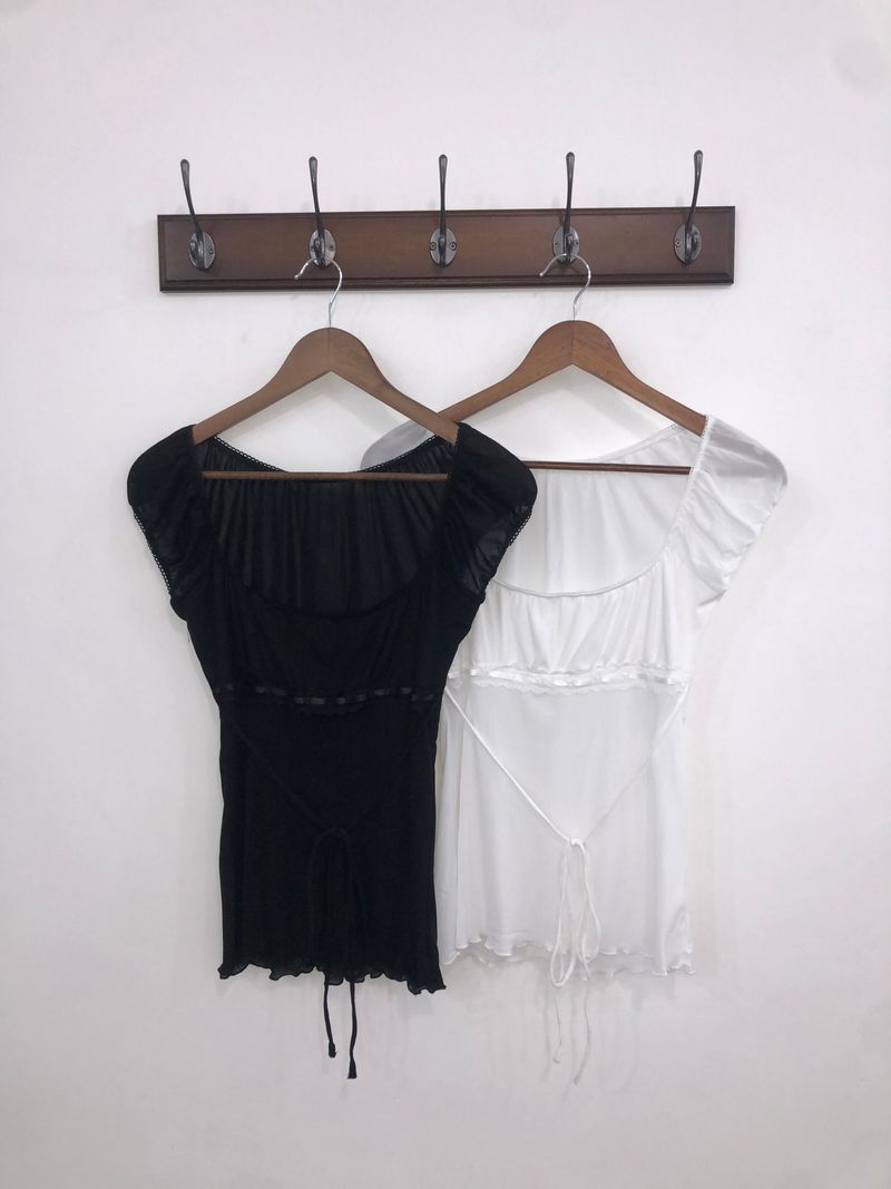 Sheer Lace Ribbon Top