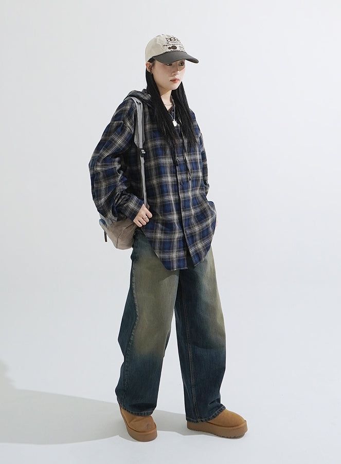 Retro washing denim pants