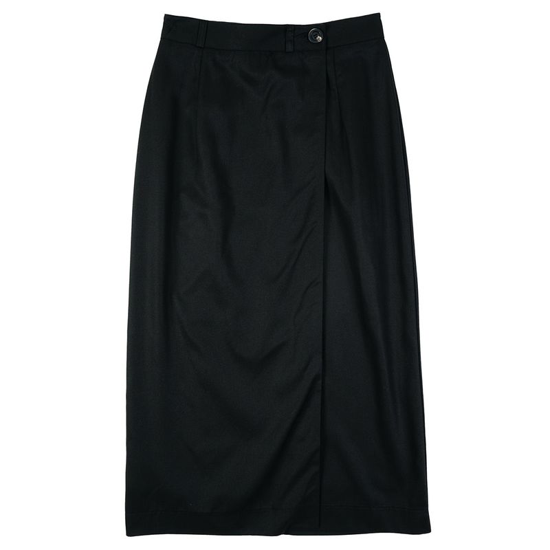 コットンラップスカート / COTTON WRAP SKIRT_BLACK