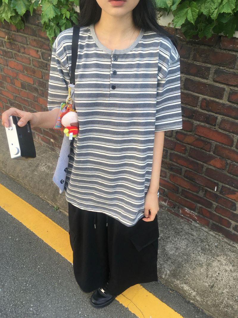Striped Henley T-shirt