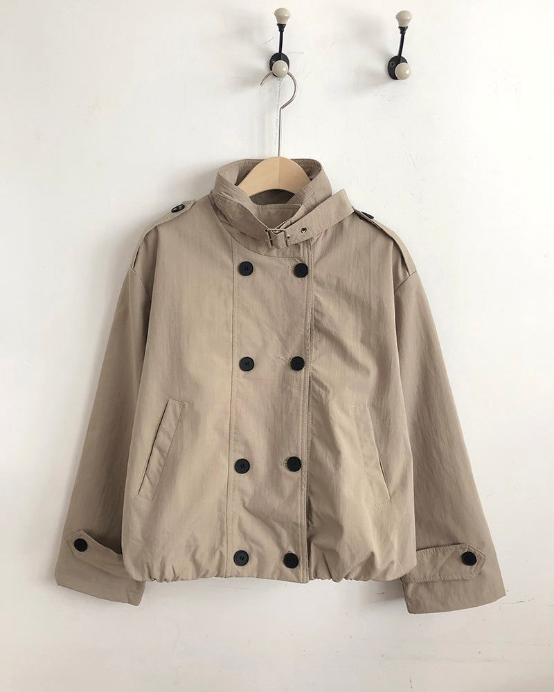 Luvn Double Breasted Short Trench Jacket