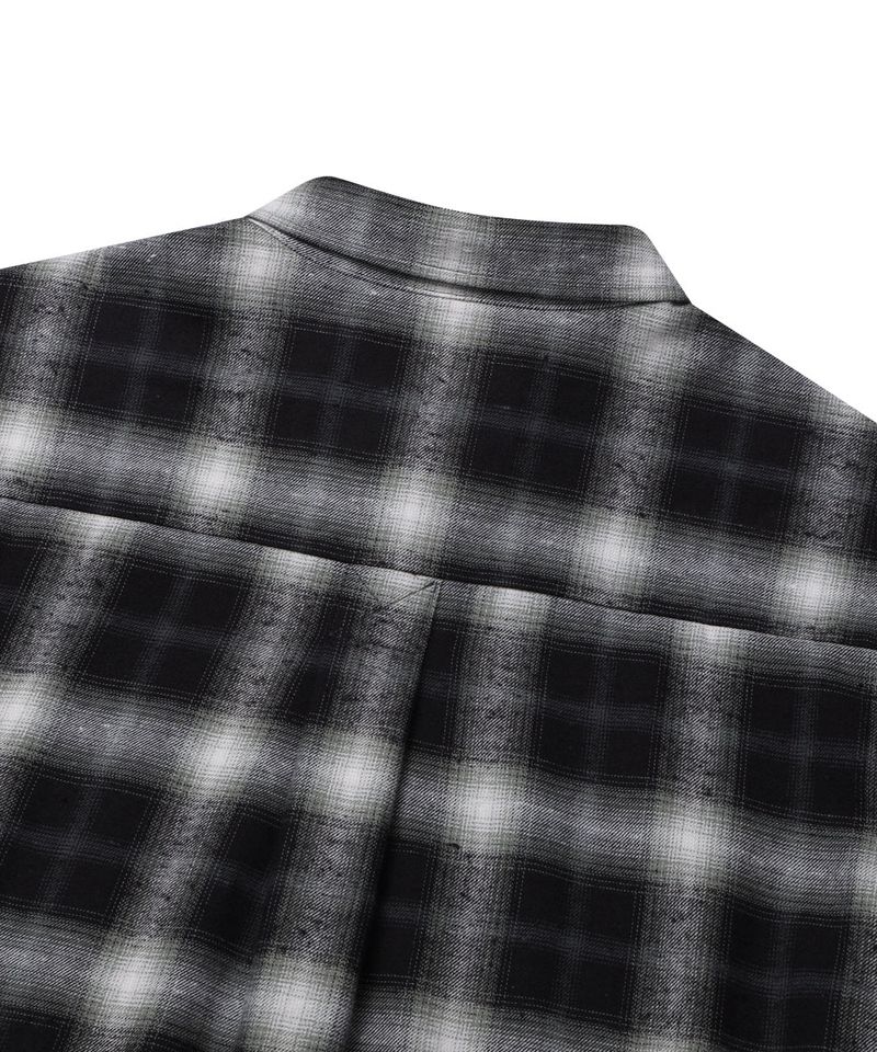 ROUNDED COLLAR CHECK SHIRT_BLACK