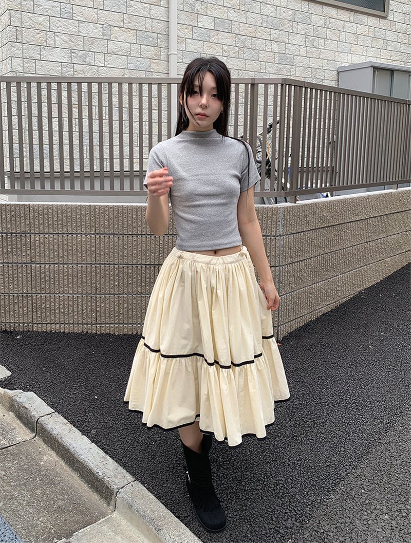 TAPE FLARE RIBBON SKIRT (2C)