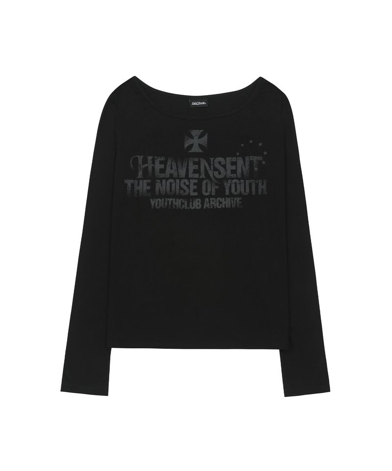 ODDSTUDIO（オッドスタジオ）の「Heaven Sent Loose Fit Boat Neck Long Sleeve - BLACK（Tops）」