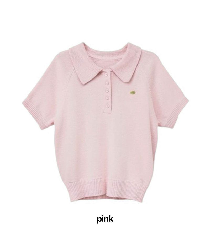 Monal Collar Short Sleeve Knit Tee