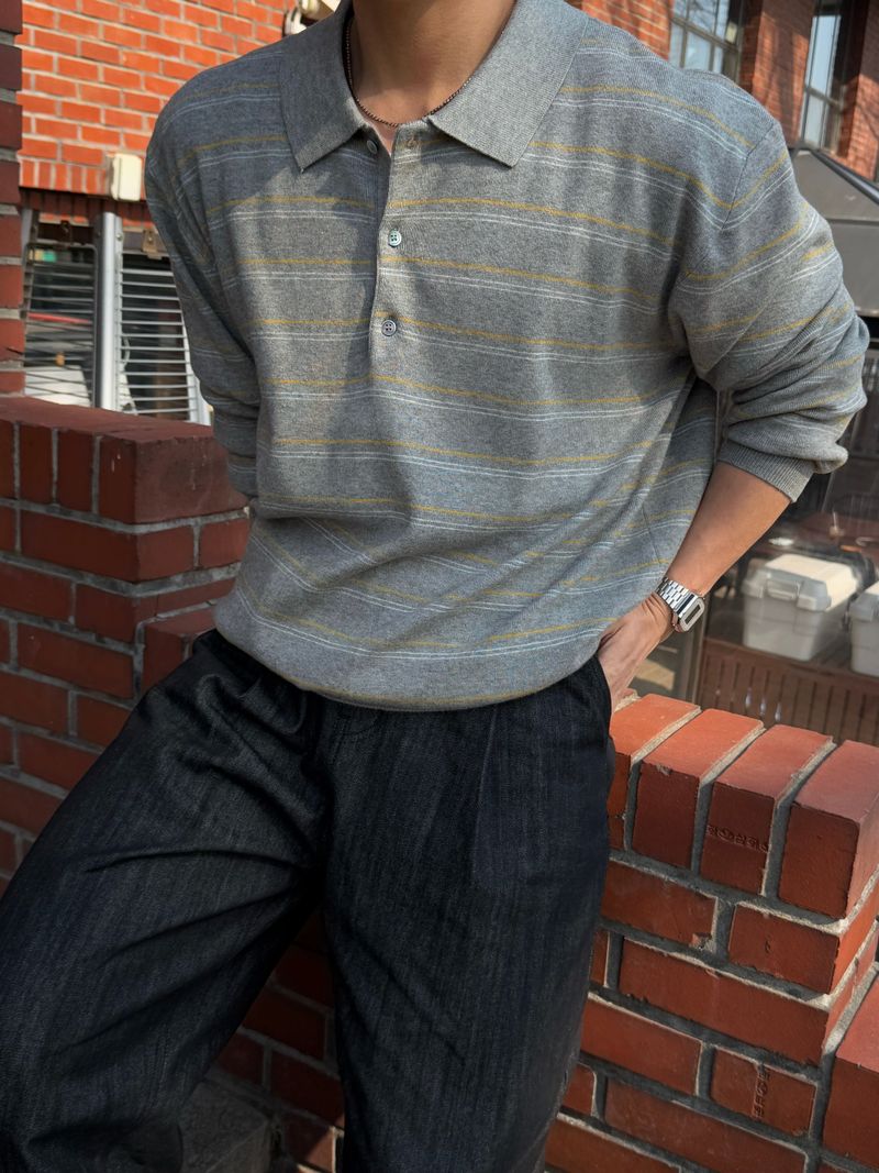 Long wide raw denim one-tuck pants