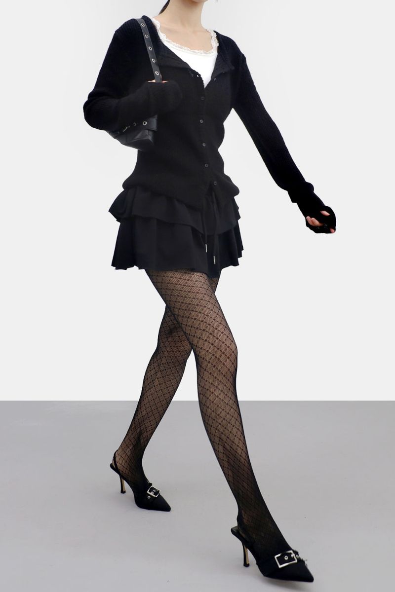Raffien Dotted Mesh Stockings