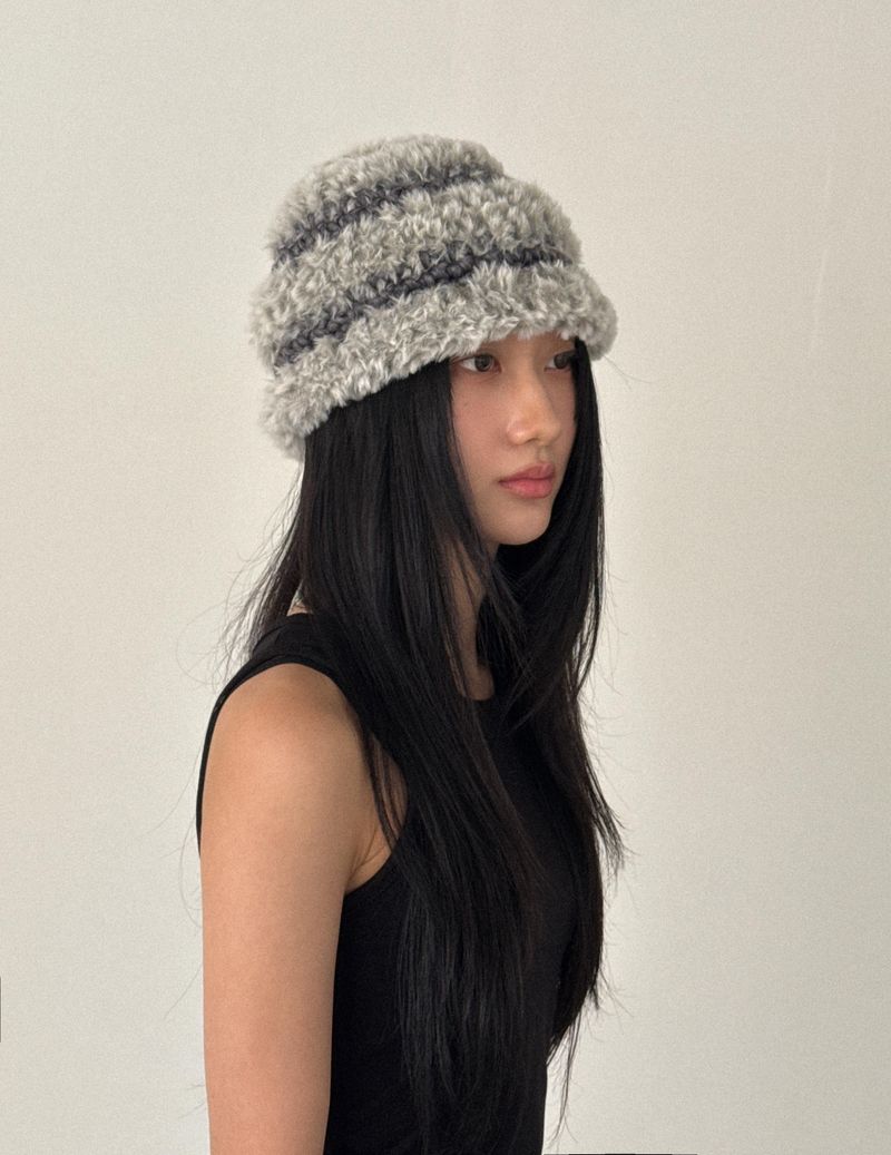 mondaywool（マンデーウール）の「 mix fur hat  (gray mix)（Hats）」