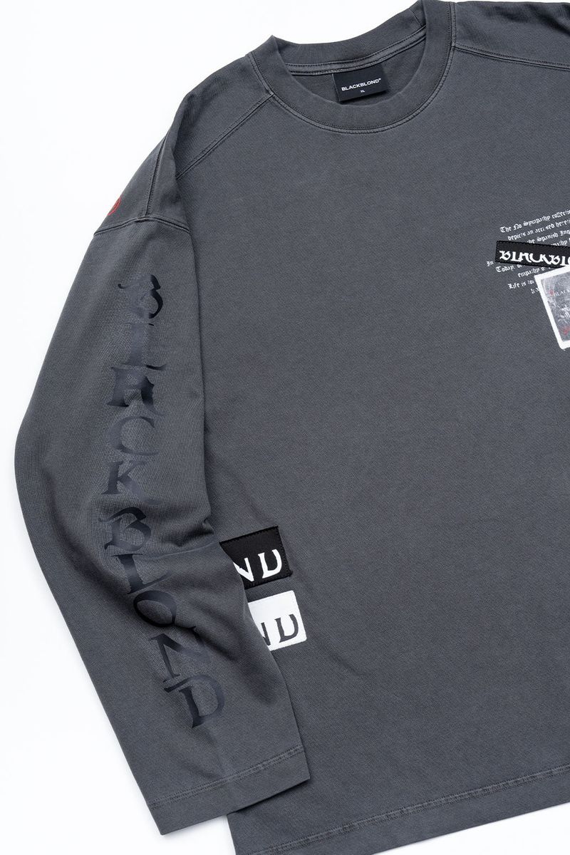 カオスワッペンピグメントロングTシャツ(チャコール)