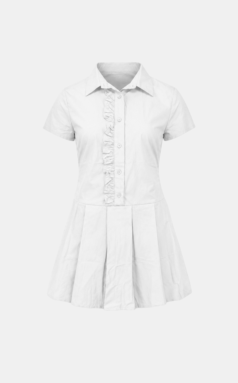 Miro Ruffle Line Mini Shirt Dress