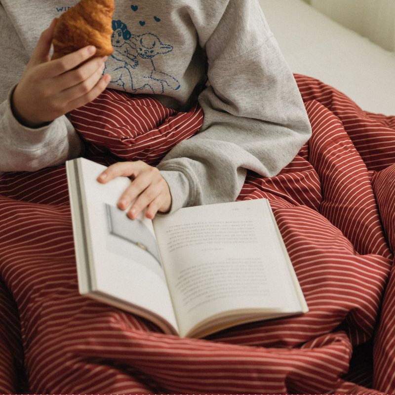 Dust-Free Classic Stripe - Red Duvet Cover - Q size
