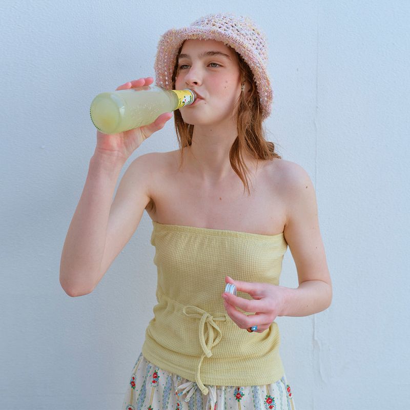  WAFFLE TUBE TOP, YELLOW PEAR