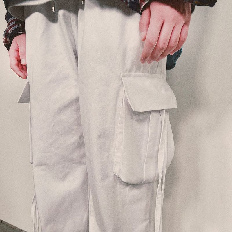 strap elastic pants_white