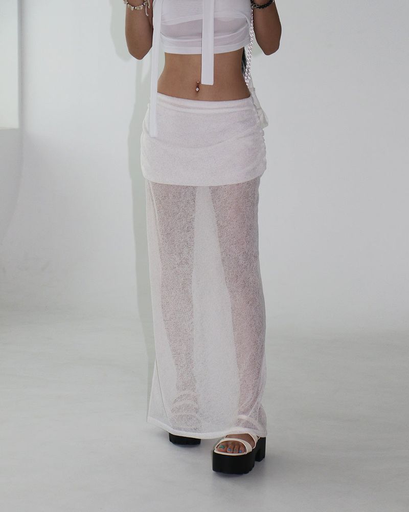 see-through layered maxi long skirt