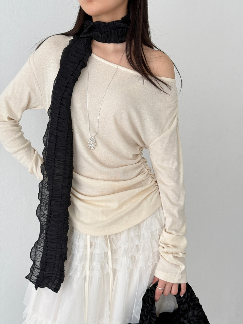 crinkled veil scarf (2color)