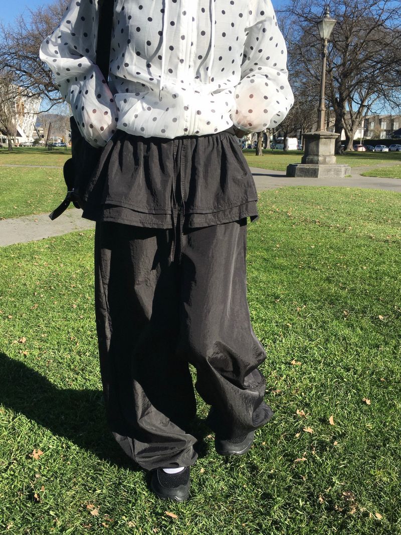 Crinkle Nylon Skirt Pants (3c)