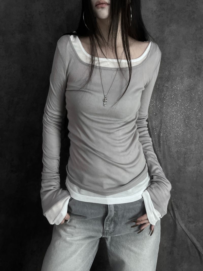 tencel square neck T (3color)