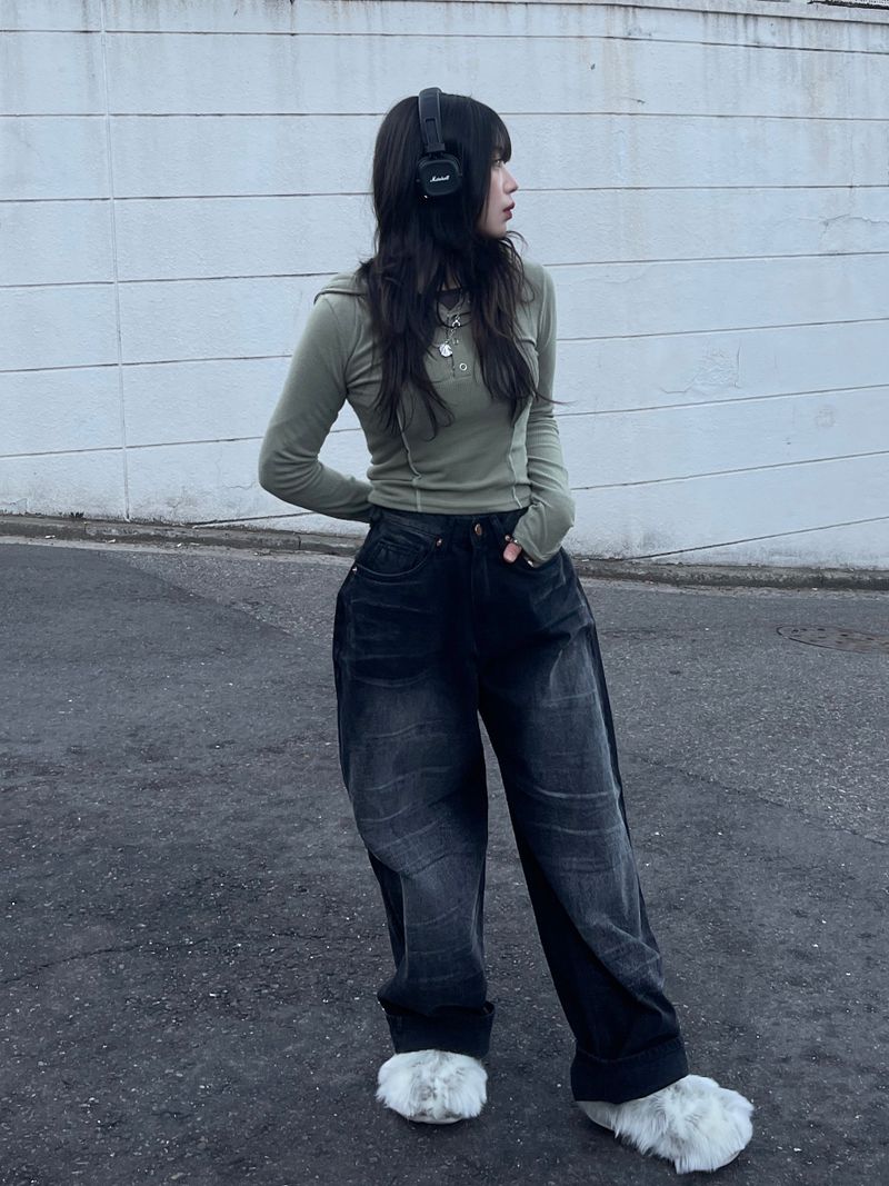 Button Slit Slim Hoodie