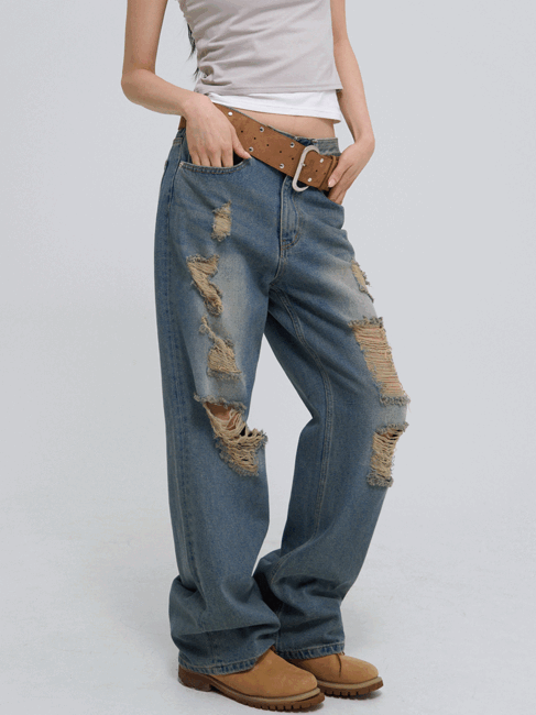ULAN(ユレン)の「Griner Damage Wide Denim Pants(Pants)」