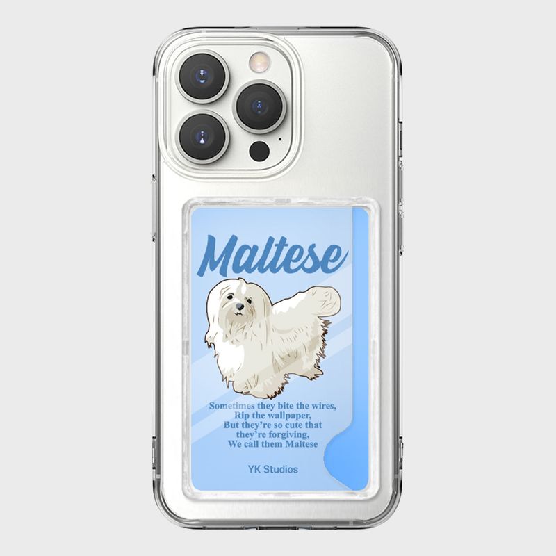 Maltese illustration card storage jelly hard case