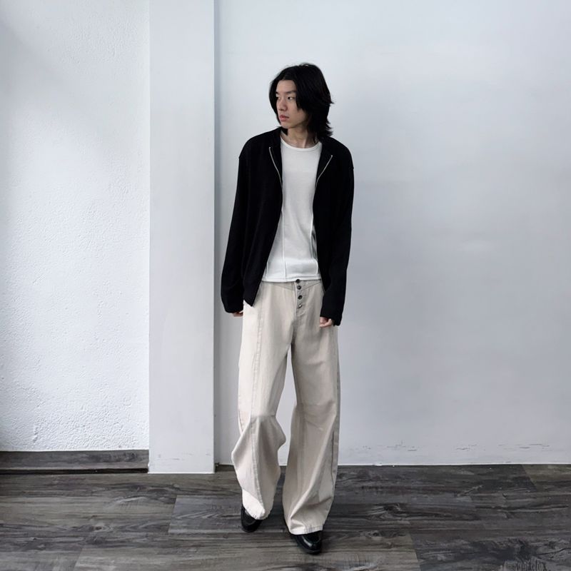 Multi-Button Paneled Wide Pants