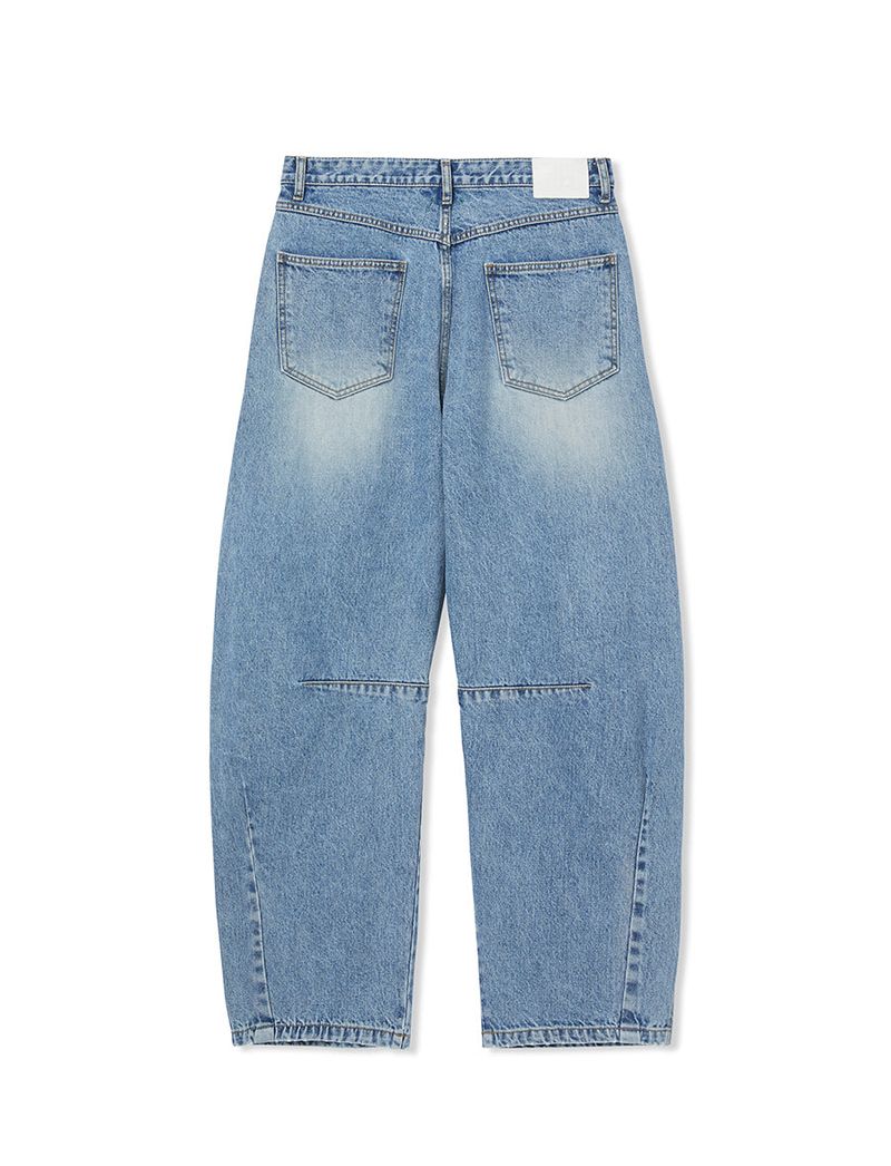 multi dart balloon denim pants blue