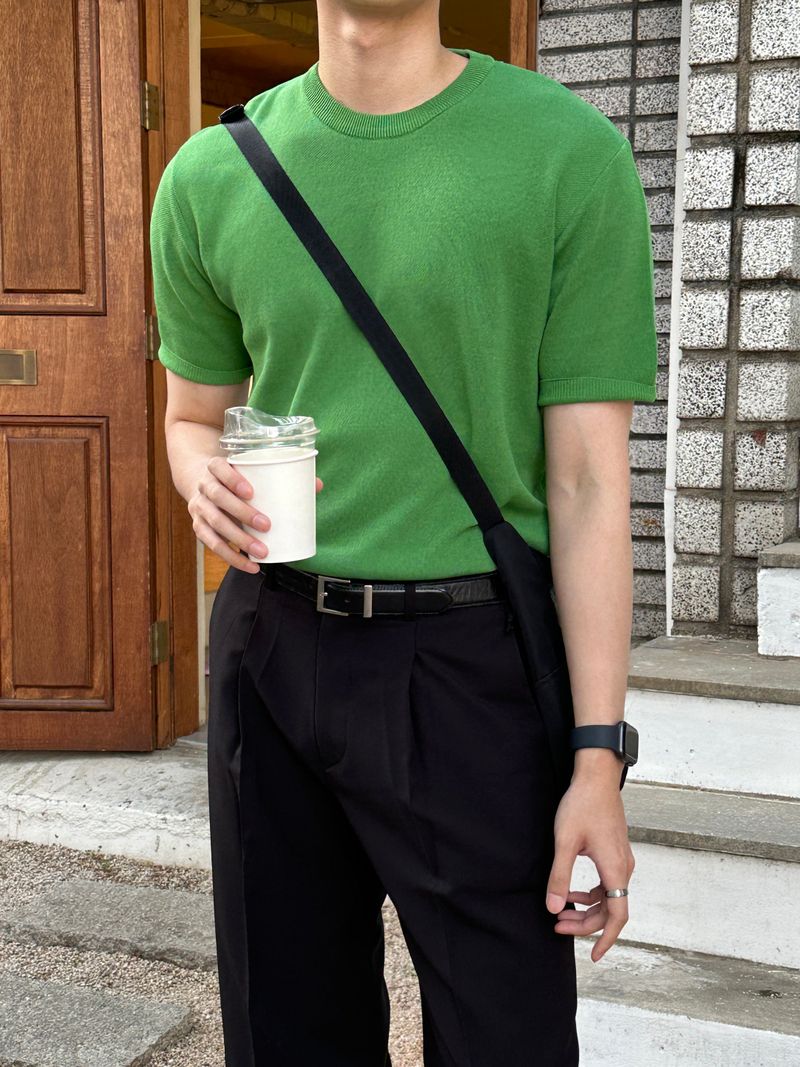Dot Back-Bend One Tuck Semi-Wide Slacks (4 colors)