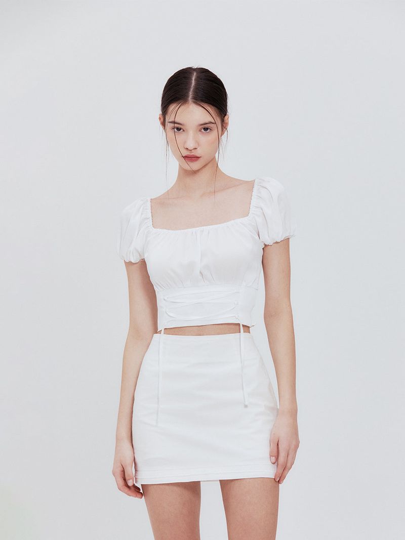 Corset crop blouse (white)
