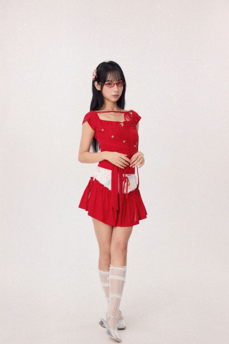 Dear Days Detachable Skorts (Red)