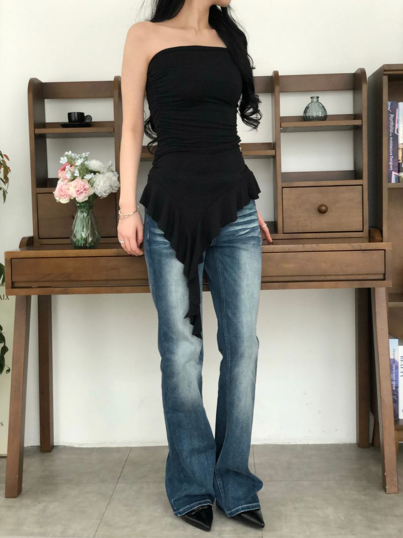 Frill Unbal Mini-dress