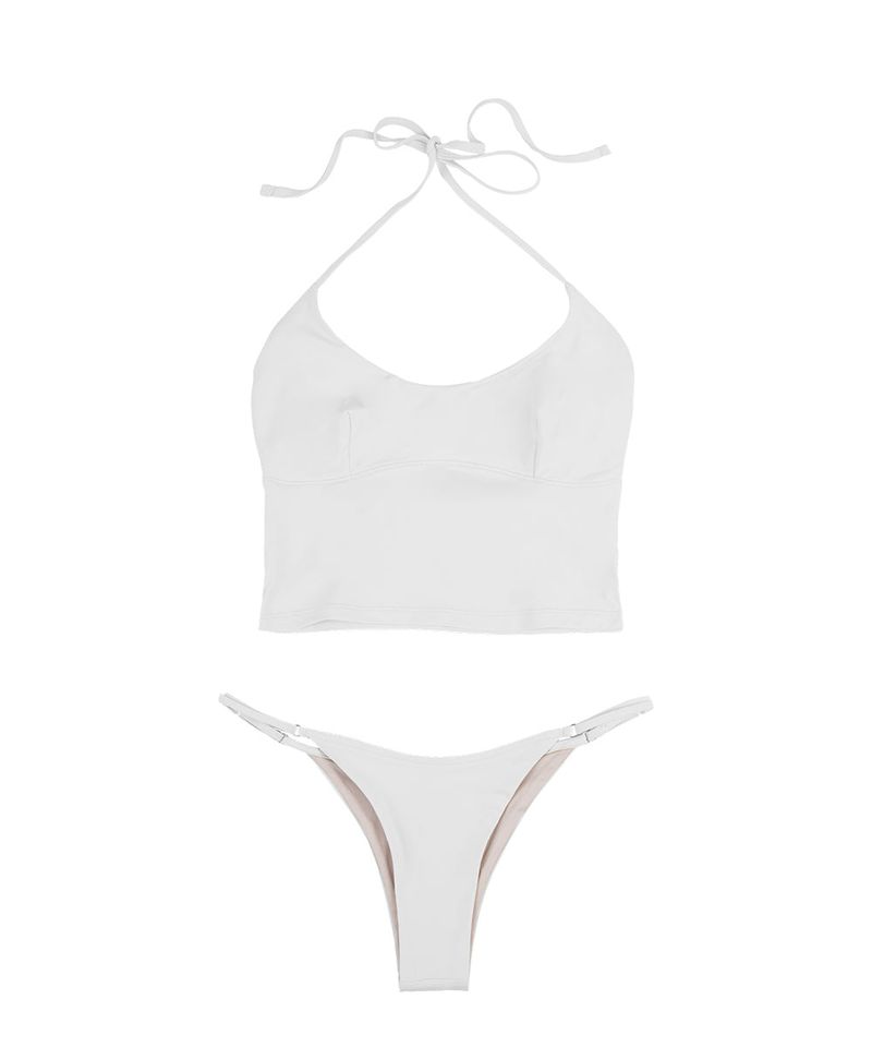 Adore halter top bikini set [white]