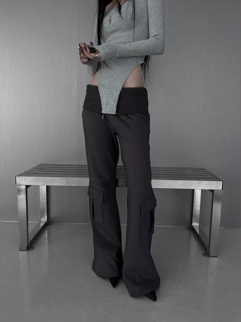 folded cargo bootcut pants (fleece-lined / 2color)