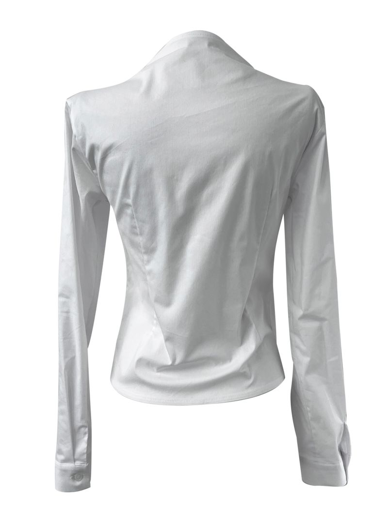 slim semi high-neck button shirt (2color)