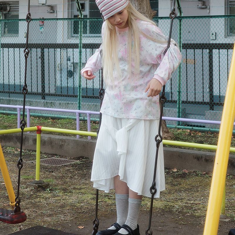 KOOKEESEE(クキシ)の「Stripe Tie Skirt (white)(Skirts)」