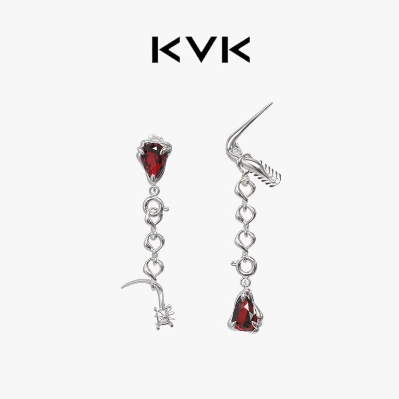 KVK スパイダー ピラミッドストーンパネルピアス