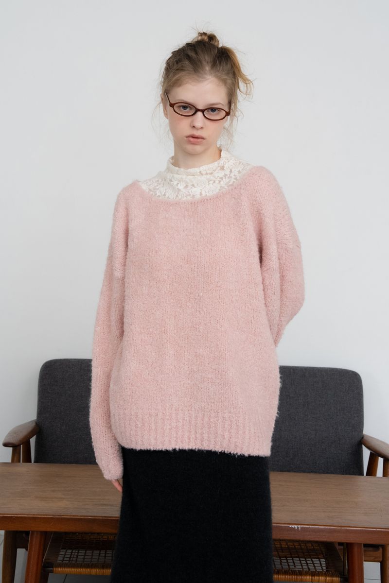 Blush boucle knit_baby pink