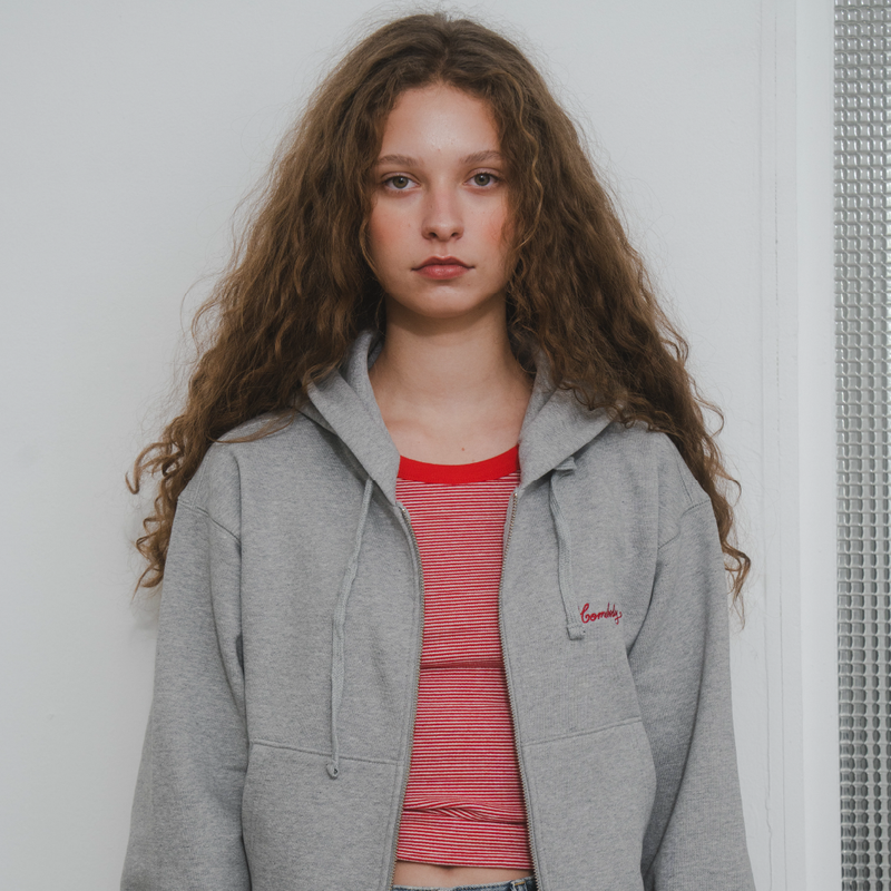 Two Way Heavy Cotton Zip Hoodie (GRAY)