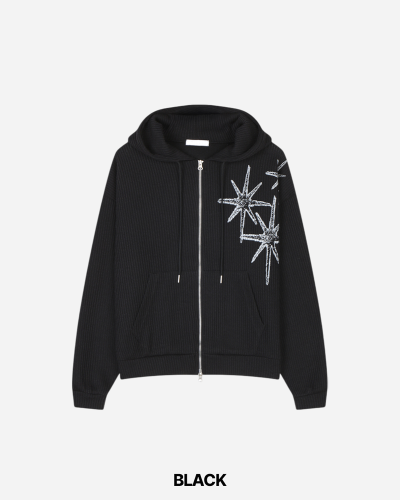 Bloom Cropped Knit Hooded Zip-up