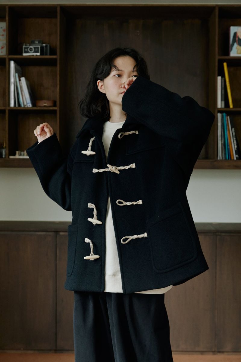 unisex half duffle coat black