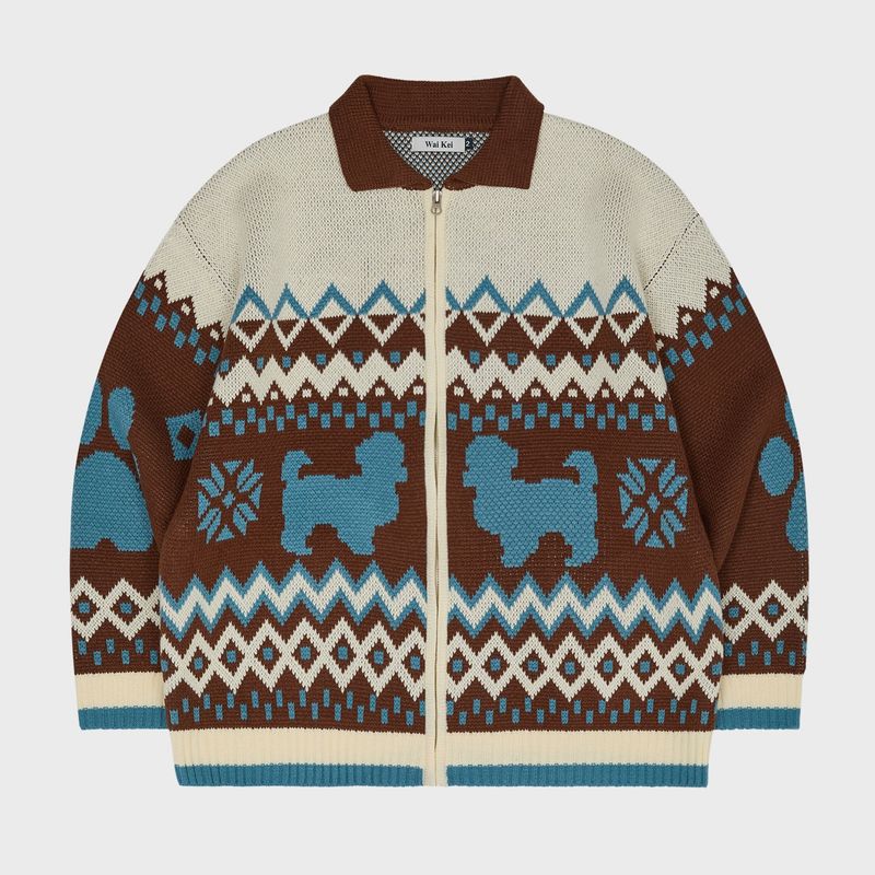Puppy Cowichan Zip-up Cardigan
